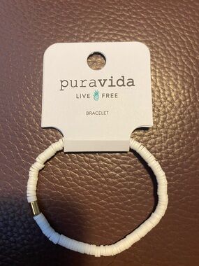 Pura Vida white Vinyl Disc Stretch Bracelet